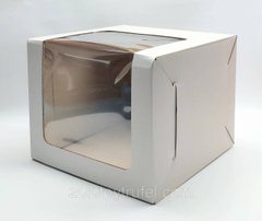 Коробка 25*25*20 см для торта белая с окном