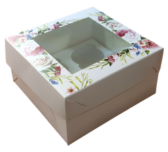 Коробка на 4 капкейка с окном Весна