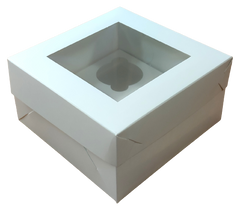 Коробка на 4 капкейка с окном белая