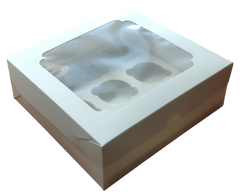 Коробка на 9 капкейков с окном белая