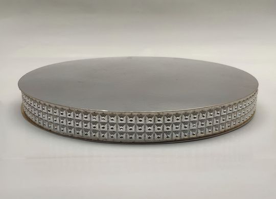 Усиленная подкладка 38 см h-3 см "Круглая серебряная с серебряными квадратами"