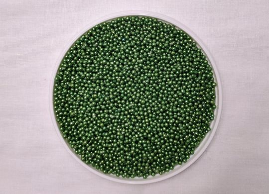 Зеленые перламутровые шарики 3 мм, 25 г