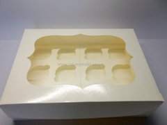 Картонна коробка для капкейків "Біла з вікном на 12 шт"( 5 шт)