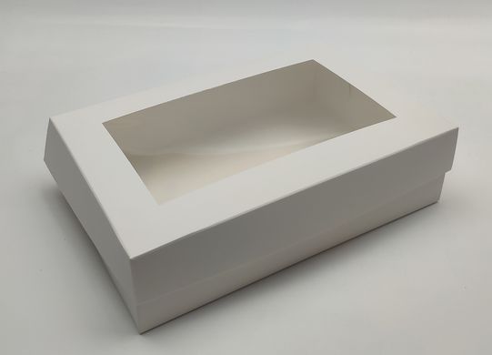 Коробка для эклеров 23*15*6 см с окном белая
