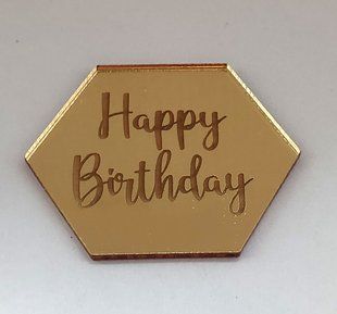 Топпер для бенто-торта "Happy Birthday" 5 см золото, акрил