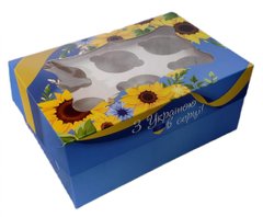 Коробка на 6 капкейків з вікном З Україною в серці