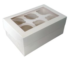 Коробка на 6 капкейков с окном белая