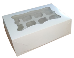Коробка на 12 капкейків з вікном біла