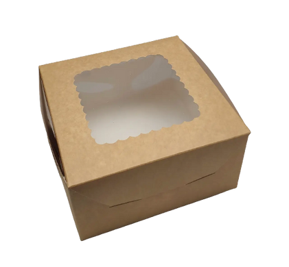 Коробка 17*17*9 см с ажурным окном крафтовая
