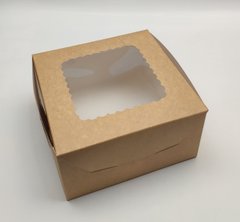 Коробка для десертов и зефира "Крафтовая с окном 17*17*9 см" 5 шт