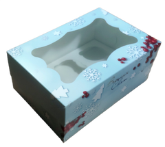 Коробка на 6 капкейков с окном Новогодняя