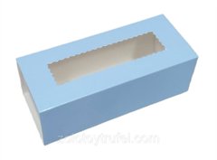 Коробка для макаронс 14*6*5 см блакитна з вікном