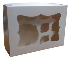 Коробка для бенто торта и 8 капкейков с окном белая