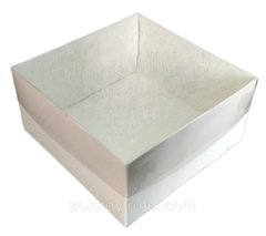 Коробка 20*20*11 см с прозрачной крышкой белая