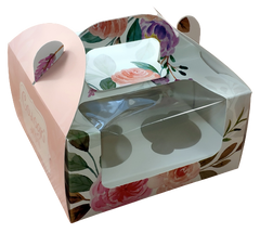 Коробка на 4 капкейки з вікном рожева Солодкі мрії