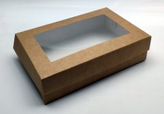 Коробка для еклерів 23*15*6 см з вікном крафтова