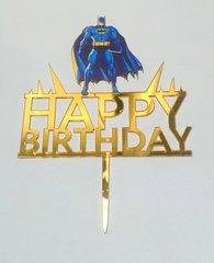 Топпер золотой "Happy birthday c Бетменом"