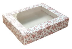 Коробка для пряников "Снежинка красная с окном 19*15*4 см"