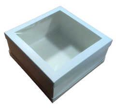 Коробка 26*26*12 см с окном белая (мелованая)