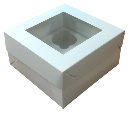 Коробка на 4 капкейка з вікном біла