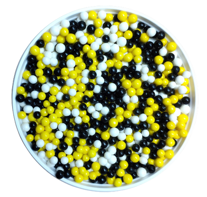 Кульки асорті біло-чорно-жовті 5 мм, 25 г