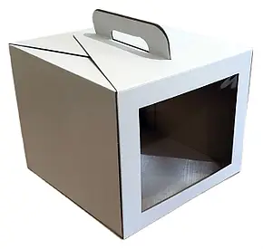 Коробка 30*30*25 см (фикс) для торта белая с окном