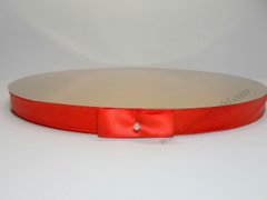 Підкладка посилена 32 см h-2 см "Кругла срібло-золото з червоною стрічкою"