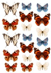 Бабочки 16, Вафельная бумага 0,3 мм