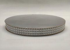 Посилена підкладка 25 см h-3 см "Кругла срібна з срібними квадратами"