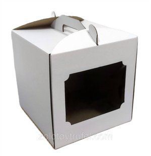 Коробка 25*25*25 см для торта белая с окном