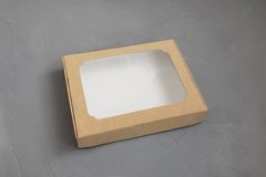 Картонная коробка для пряников "Крафтовая с окном 20*15*3 см"( 5 шт)