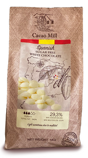 Белый шоколад 29,3 % без сахара 1 кг, Natra Cacao