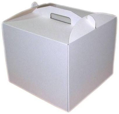 Картонна коробка для торта біла 25*25*15 см